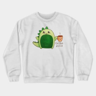 Coffeezilla - Kawaii Dinosaur with a Caffeine Addiction Crewneck Sweatshirt